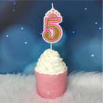 0-9 Crown Cake Candle Topper Digital Pink 5