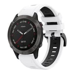 Garmin Fenix 6 Sapphire GPS Tvåfärgat Klockarmband i Silikon - Vit / Svart