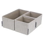 Bigso Box of Sweden Set of 3 Storage Boxes - Drawer Organiser with Two Small Boxes and One Large Box - Ideal for Clothes Storage to Insert in Dresser - Grey