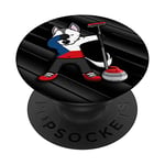 Dabbing Husky Dog Czech Republic Curling Fans Jersey Sports PopSockets Swappable PopGrip