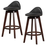 Set of 2 Bar Stools PVC Leather Counter Height Chair 360° Swivel Padded Seat