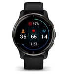 Garmin Venu 2 Plus Smartwatch - Slate Stainless Steel Bezel With Black Case And Silicone Band
