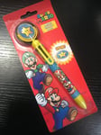 Super Mario Bros - Multi Colour Spin Top Pen 6 Colours Stationary New Sealed