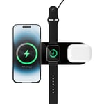 VONMÄHLEN Aura Home 3-i-1 Trådlös Laddare för Smartphone, Apple Watch & AirPods 15W - MagSafe-kompatibel - Svart