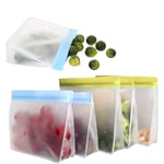 Reusable Sandwich Bags,Food Storage Freezer Bags PEVA Multi Functional Storage Bags Leakproof Ziplock Bag Snack Bags Eco-Friendly Bags for Lunch, Fruits, Travel (Free Cleaning Brush) (6pack)