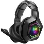 DIZA100 Gaming headset for PS4, PS5, Surround Stereo 3.5mm Gaming Headphones with Mic and RGB Rainbow Light for Xbox One PC Laptop Mac