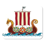 Mousepad Computer Notepad Office Blue Viking Drakkar Ship Sailing Stormy Sea White Red Home School Game Player Computer Worker Inch