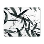 Traditional Oriental Chinese Bamboo Leaves Ink Painting Rectangle Non Slip Rubber Comfortable Computer Mouse Pad Gaming Mousepad Mat for Office Home Woman Man Employee Boss Work
