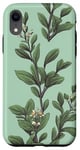iPhone XR Leaves Botanical Flower Plant Line Art Sage Green Case