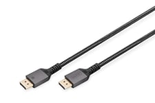DIGITUS Câble DisplayPort - Displayport 1.4 - UHD-II 8K/60hz - 4k/144Hz - câble tressé - contacts dorés - 1m - Compatible avec moniteur, carte graphique gaming - noir