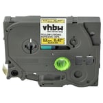vhbw 1x Ruban compatible avec Brother PT P900W, P950NW, P950W, RL-700S, P900NW imprimante d'étiquettes 12mm Noir sur Jaune, extraforte