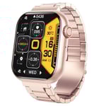 Smartklocka Blodsocker Hjärtfrekvens Blodtryck Blod Syre Kroppstemperatur Bluetooth Samtal Sportarmband Golden Milan
