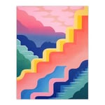 Artery8 Stairway To Heaven Colourful Abstract Risograph Screenprint Large Wall Art Poster Print Thick Paper 18X24 Inch