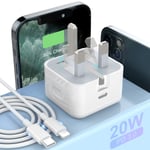 iPhone Charger USB C Fast Charger 20W PD USB C Wall Charger with 3FT Type C to Lightning Cable Compatible with iPhone 12/12 Mini/12Pro/12 Pro Max/11/11Pro/11 Pro Max/Xs Max/XR/X and More