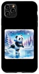 Coque pour iPhone 11 Pro Max Panda Patin à roulettes sur le lac gelé
