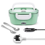 Electric Lunch Box, homeasy 2 in 1 Food Heater Warmer 1.5L Removable Food-Grade Stainless Steel Container Portable for Car, Office, School and Home Use 220V & 12V Spoon Mint Green