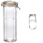 Kilner 2.2 Litre Facetted Glass Clip Top Preservation and Storage Jar & 2 Litre Round Clip Top Jar