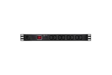 LogiLink PDU8A02 strømforsyningsenhed (PDU) 8 AC stikkontakt(er) 1U Sort