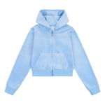 Juicy Couture Tonal embro velour zip hoodie - Della Robbia Blue