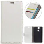 KM-WEN® Case for Sony Xperia XA2 Plus (6.0 Inch) Book Style Litchi Pattern Magnetic Closure PU Leather Wallet Case Flip Cover Case Bag with Stand Protective Cover White