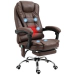 Vinsetto Fauteuil de Bureau massant Chauffant Fauteuil Bureau Ergonomique Hauteur réglable Dossier inclinable Toile de Microfibre Marron