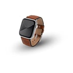 JT Berlin Charlie Bracelet en cuir pour Apple Watch 49 mm/45 mm/44 mm/42 mm [Watch Ultra, Watch SE, Series 8/7, 6/5, 4/3, 2/1, fermoir en aluminium] Marron/argenté