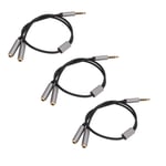 3Pcs Headset Splitter Cable 3.5mm Silver Headphone Splitters Mic Cables For REL