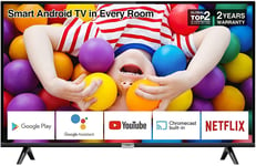 TCL 40ES569 40-Inch LED Smart Android TV Full HD HDR, Micro Dimming, Netflix, YouTube, DVB Compatible, Dolby Audio, Bluetooth, Wi-Fi, 2 x HDMI, USB, for Kitchen, Bedroom
