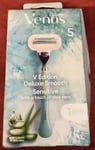 Gillette Venus V Edition Deluxe Smooth Sensitive Système de rasage pour femmes- 1 poignée, 1 lame de charge, 5 lames pour un rasage lisse longue durée