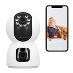 Dual Lens Indoor Camera 1080P Wireless WiFi Security Camera Color Night Visi AU