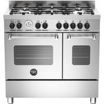 Bertazzoni Master Series 90cm Dual Fuel Double Oven Range Cooker - Stainless Steel steel