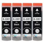 4 Black XL Ink Cartridges for Epson Expression Premium XP-630, XP-645, XP-900