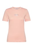 Monologo Slim Fit Tee *Villkorat Erbjudande T-shirts & Tops Short-sleeved Rosa Calvin Klein Jeans