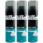 Gillette Shaving Foam Sensitive 3 X 200ml Protects Against Skin Rashes & Burning