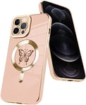 BOUFE Coque de Protection magnétique pour iPhone 13 promax (6,7") - Compatible avec Le Chargement sans Fil MagSafe - Joli Papillon - pour Femmes, Filles, Hommes - Rose