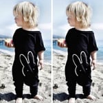 Baby Rabbit Print Short Sleeves Rompers Casual Black 70 Cm