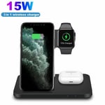 UK 3in1 Wireless Charger Dock Stand For Apple Watch 9/8/7/6/SE iPhone 15 Pro 14
