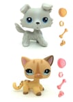 WooMax Littlest Pet Shop LPS Toy White Shepherd + Diamond Stripe Cat With 8PCS Spare parts LPS For Boys Girls Kids Gift