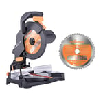 Evolution Power Tools R210CMS Multi-Material Compound Mitre Saw, 210 mm, (230 V) with Additional R210TCT-24T Blade