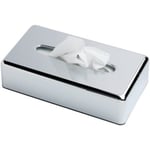 Rektangulär Kleenex servetthållare platt servettdispenser för badrumsskivor (krom silver)