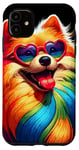 Coque pour iPhone 11 Rainbow Heart Lunes Chog Love Puppy Gerful