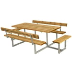 PLUS Picknickbord Basic med Extra Sittplatser Oljebehandlad Lärk BB-sæt m/2 ryglæn+2 påbygninger 185815-3