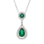 18ct White Gold 0.86ct Emerald Diamond Pear Drop Necklace