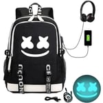 Marshmello Backpack Usb Rechargeable Backpack Large Capacity Student School Bag Color-3