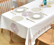 Yofori Table Cloth Plastic Tablecloth Wipeable PVC Wipe Clean WaterProof Table Cover (137x300cm, Geometry)