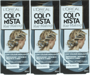 3 x 30ml L'Oreal Colorista Hair Makeup Temporary Blonde Hair Colour - Metallic G