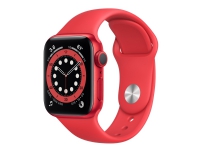 Apple Watch Series 6 (GPS + Cellular) - (PRODUCT) RED - 40 mm - röd aluminium - smart klocka med sportband - fluoroelastomer - röd - bandstorlek: S/M/L - 32 GB - Wi-Fi, Bluetooth - 4G - 30.5 g