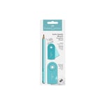 Faber Castell - crayon graphite jumbo sparkle + gomme + taille-crayon turquoise sous blister