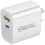 USB type C / Type A AC Power Adapter 20w PD