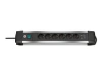 Brennenstuhl Premium-Alu-Line - Effektband - Ingång: Ström - Utgångskontakter: 6 (2 X Usb, 6 X Ström) - 3 M Sladd - Grå, Silver
